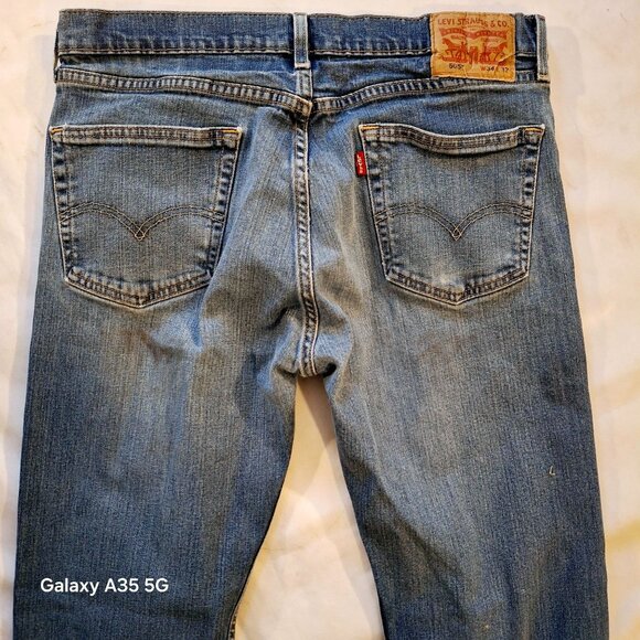 Levis 505 Mens Straight Fit Blue Jeans W34 L32 - Picture 4 of 6